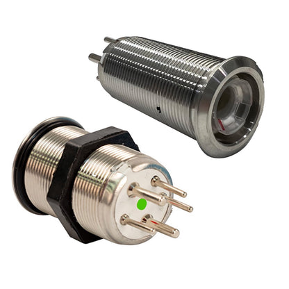 Bluewater 9059-2113 Bluewater 22mm Inrush Push Button Switch Momentary - Blue/Red LED - Switch Body Only