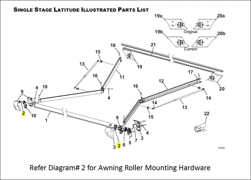 Carefree RV R001848 Carefree RV R001848 Awning Roller Mounting Hardware