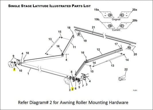 Carefree RV R001848 Carefree RV R001848 Awning Roller Mounting Hardware