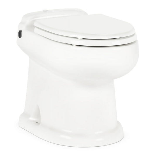Dometic 304874022 Dometic MasterFlush 8740 - Powerful Macerator Toilet with Two Flush Options - Electronic Flush Handle with Chrome Finish for RV,Camper or Trailer