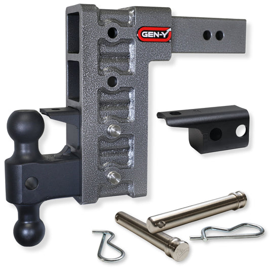 Gen-Y Hitch GH-524 GEN-Y Hitch Tow Hitch for 2" Receiver - 7.5" Drop/Rise with 4 Adjustable Positions, Includes Dual Ball Mount, Pintle Lock and 2 Locking Pins, 16,000 lbs Towing Capacity, 2,000 lbs Tongue Weight