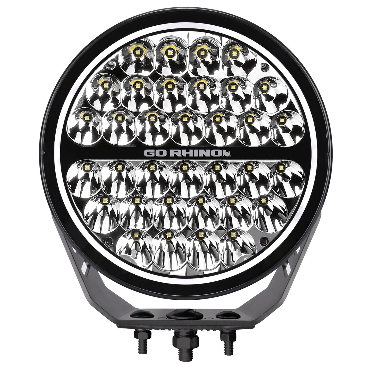 Go Rhino! 751700911SRS Go Rhino 751700911SRS Blackout Series - MAXROUND 9" Round LED Spot Light w/Daytime Running Lights