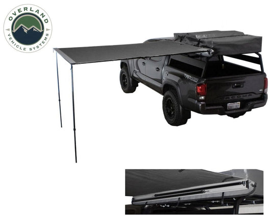 Overland Vehicle Systems 18049909 Overland Vehicle Systems 6.5' x 6.5' Black Manual SUV/Truck Awning, Ripstop Fabric