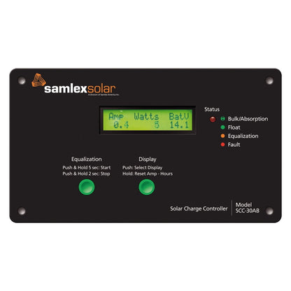 SCC-30AB 8" Black Flush Mount Solar Charge Controller with LCD Display