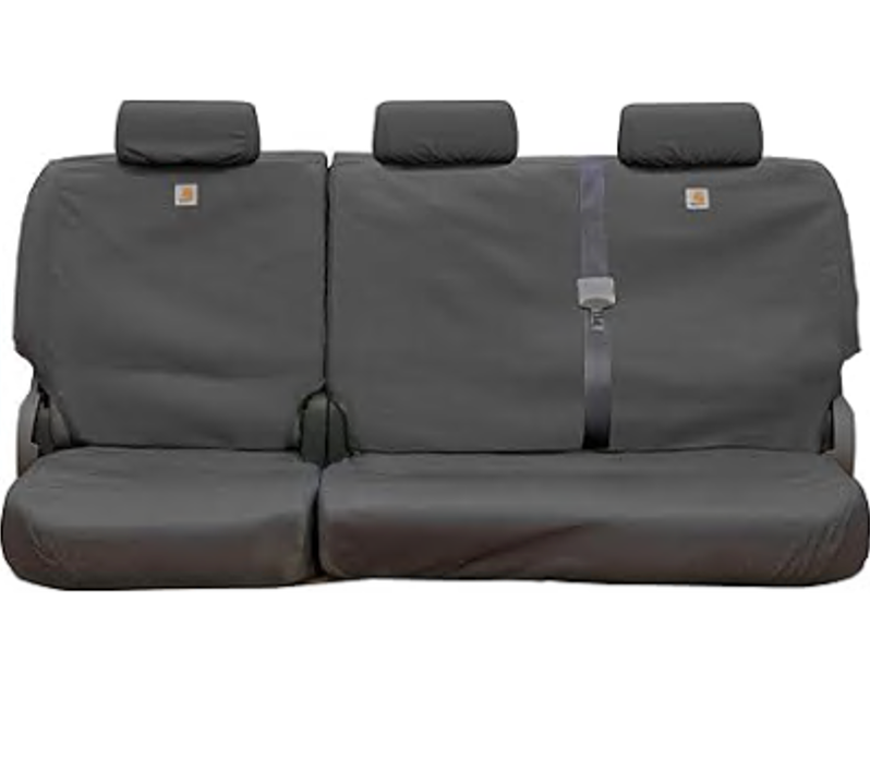 Covercraft Carhartt SeatSaver Custom Seat Covers — Fits 2019-2025 Ford F-250/F-350/F-450/F-550 Crew Cab — 2nd Row 60/40 Bench Seat, Duck Weave Gravel