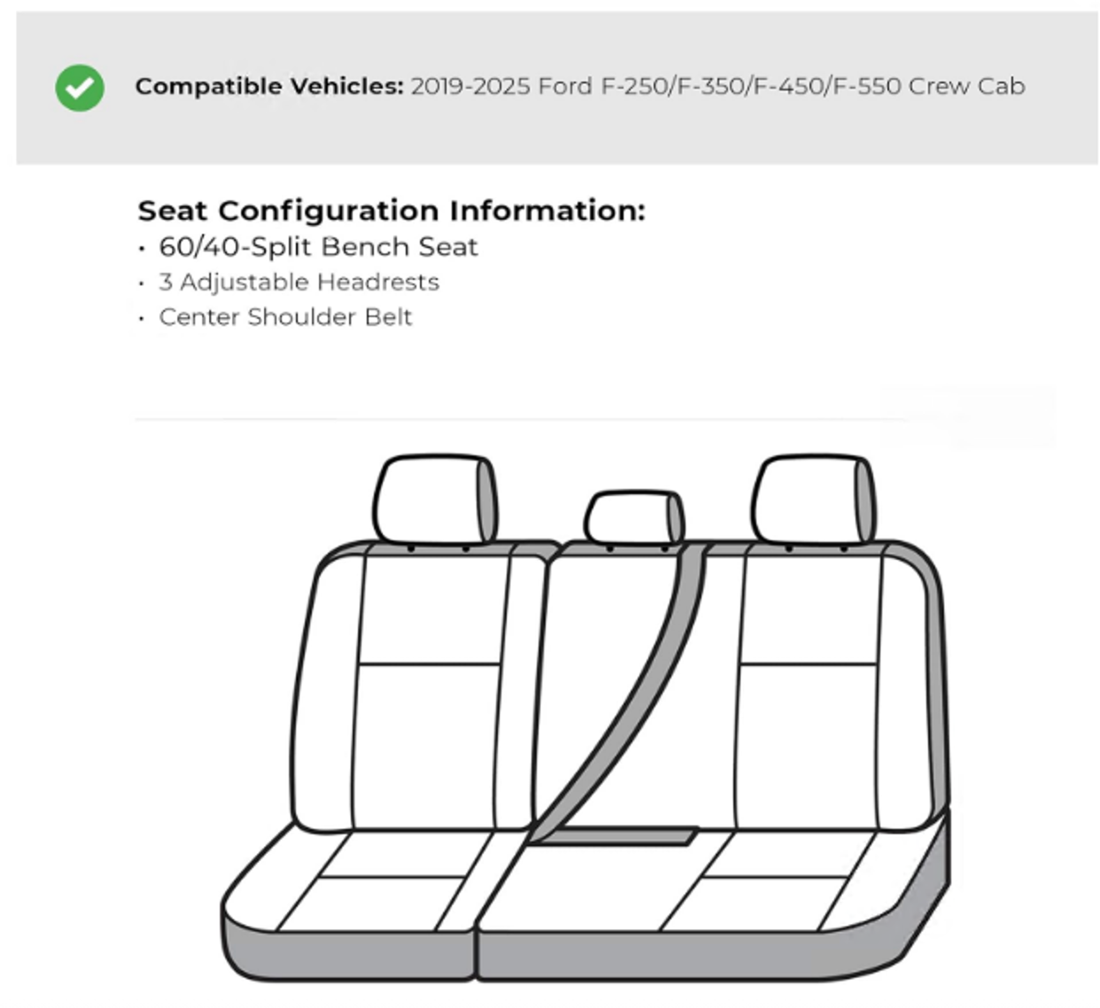 Covercraft Carhartt SeatSaver Custom Seat Covers — Fits 2019-2025 Ford F-250/F-350/F-450/F-550 Crew Cab — 2nd Row 60/40 Bench Seat, Duck Weave Gravel
