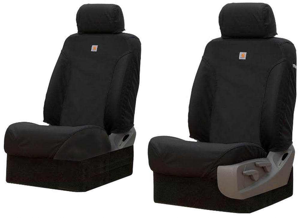 Covercraft Carhartt Super Dux SeatSaver Custom Seat Covers — Fits 2019-25 Chevrolet Silverado/GMC Sierra 1500, 2020-25 2500/3500, 2023-25 Colorado/Canyon — 1st Row Bucket Seats, Super Dux Black
