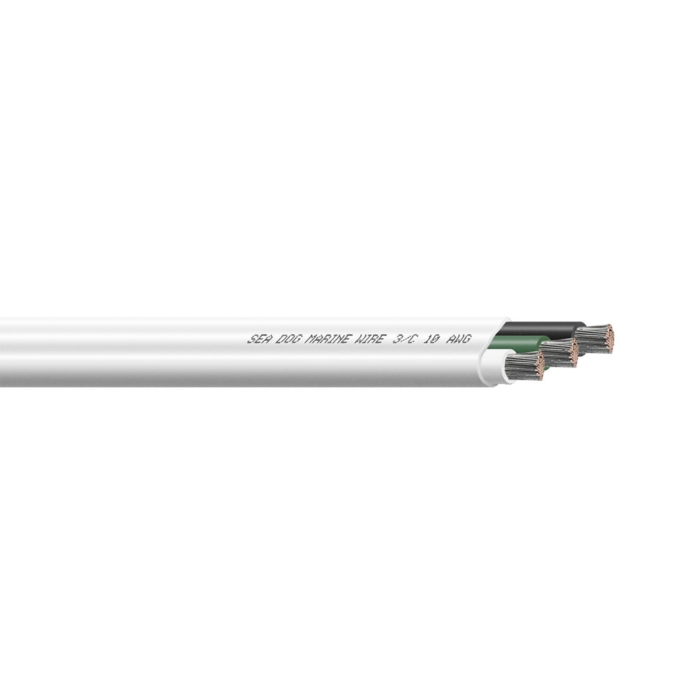 Sea-Dog Line 8010302 Sea-Dog 10/3 AWG Flat Triplex Wire - White/Green/Black - 100'