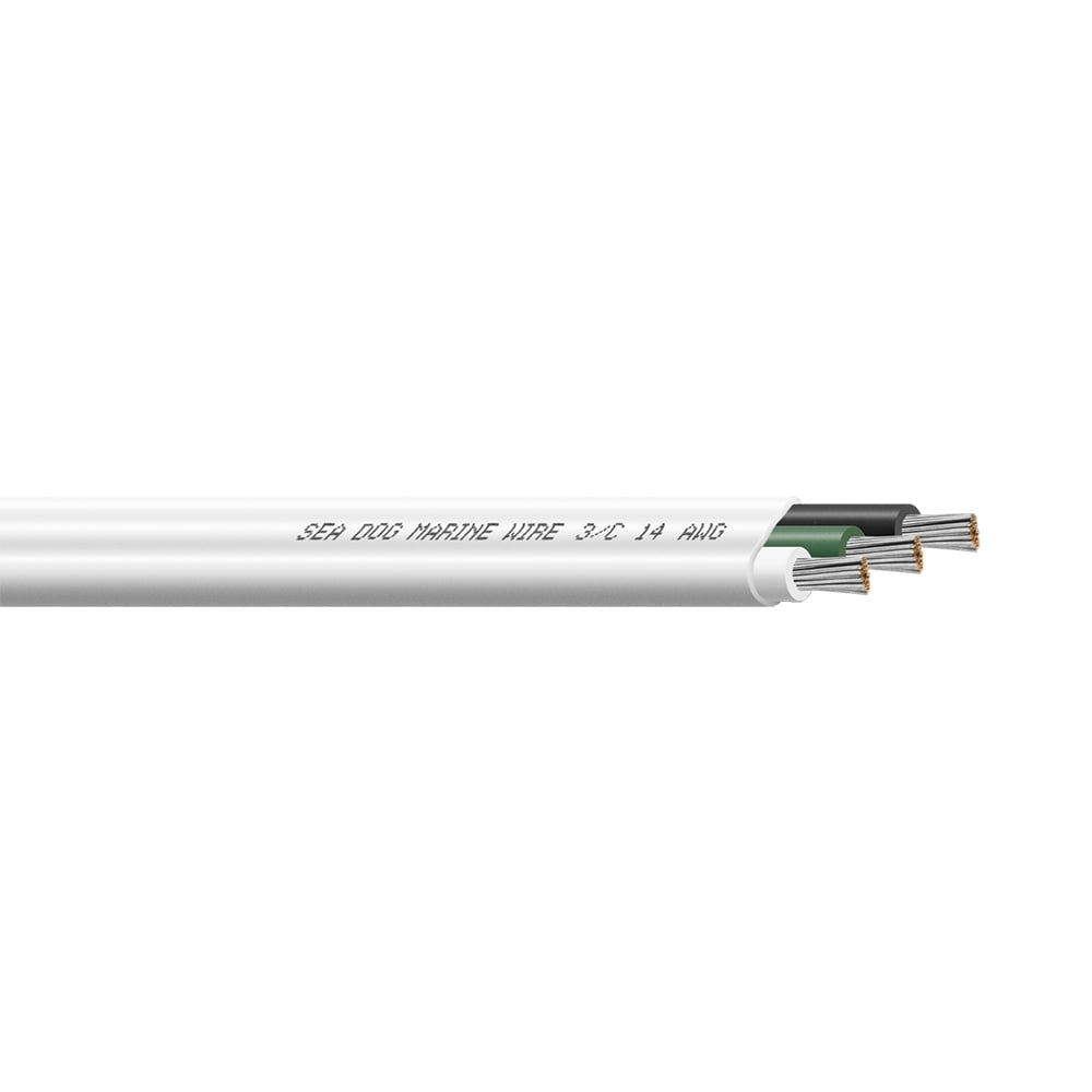 Sea-Dog Line 8014302 Sea-Dog 14/3 AWG Flat Triplex Wire - White/Green/Black - 100'
