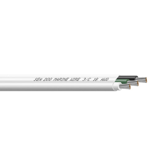 Sea-Dog Line 8016302 Sea-Dog 16/3 AWG Flat Triplex Wire - White/Green/Black - 100'