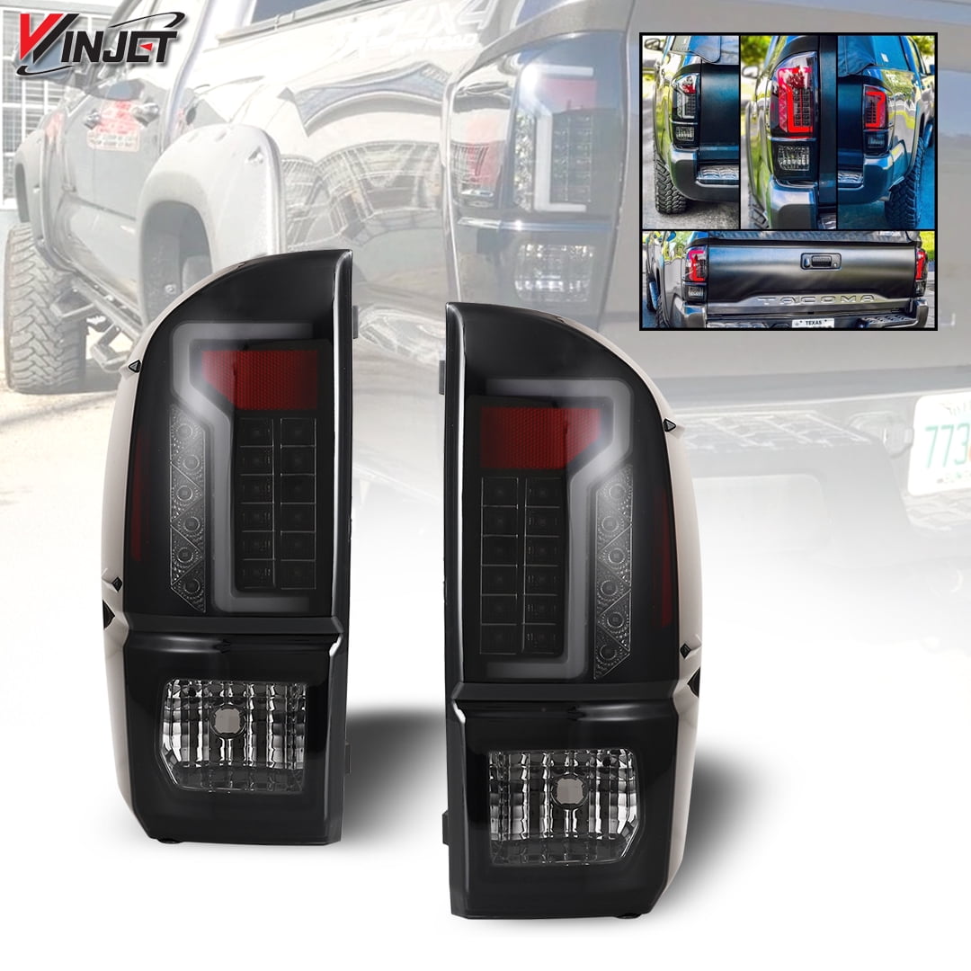 Winjet CTWJ-0466-BS Winjet DRL LED Black/Smoke Lens Tail Lights Pair Set for 2016-2020 Toyota Tacoma