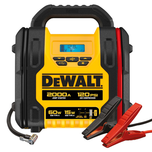 DeWalt DeWalt 2000 Peak Amp Lithium Jump Starter with 120 PSI Compressor & USB Power Bank, DXAELJC20