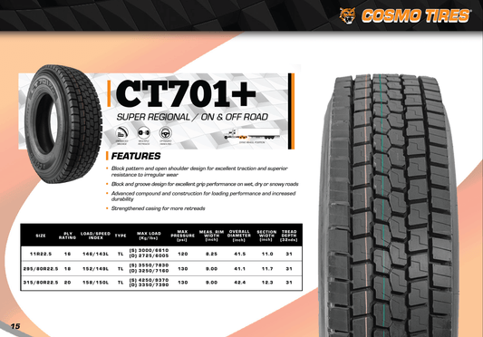 Cosmo CT701+ tire tread